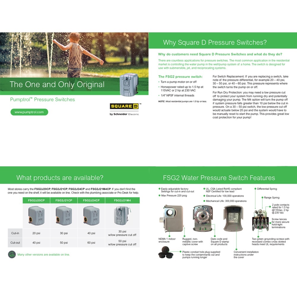 Square D 100 psi Pumptrol Air Compressor Pressure SwitchFHG2J27BP The Home Depot